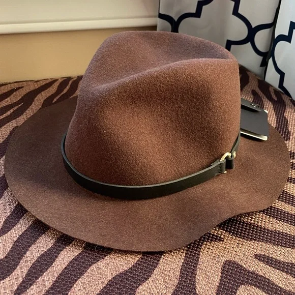 Rag & Bone Dark Brown Fedora rag & bone Floppy Fedora Packable Matter Brown Melange LG  main image 3